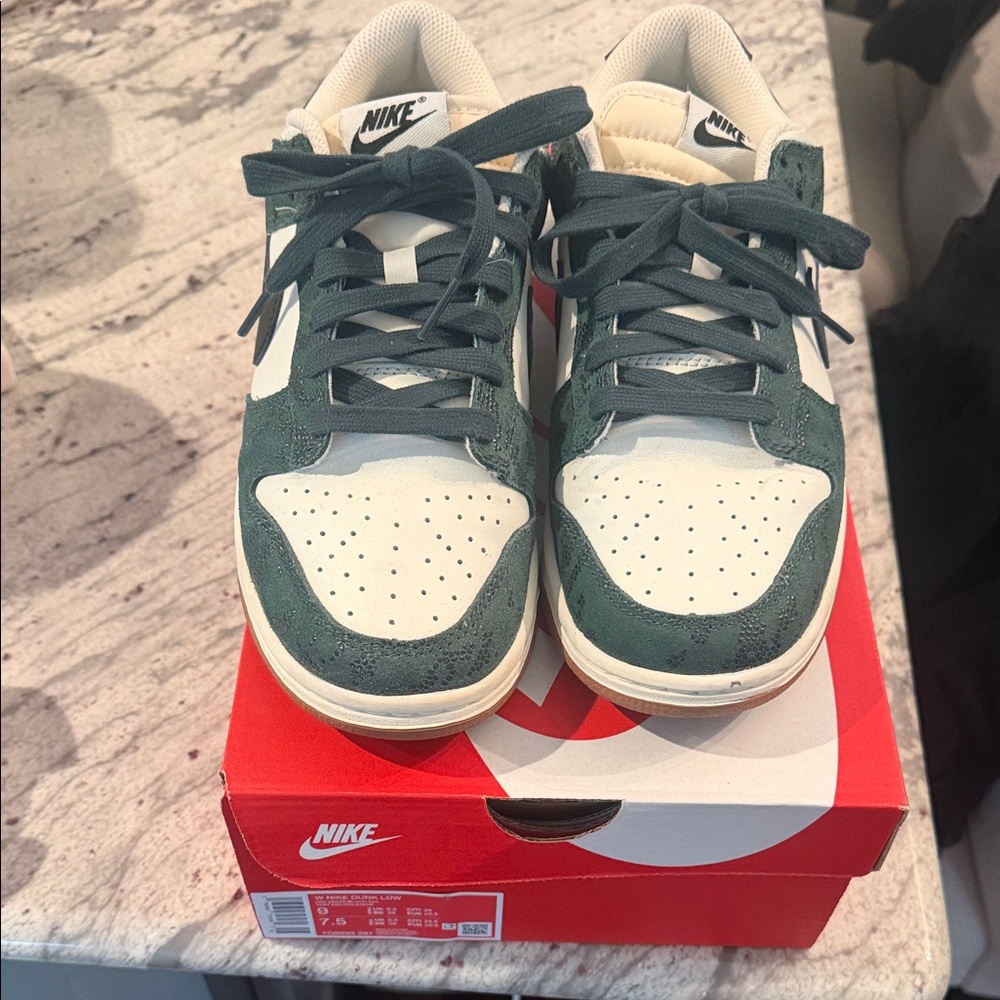 W Nike Dunk Low Pro Green/Blk Sail Women's 9 Gently Worn